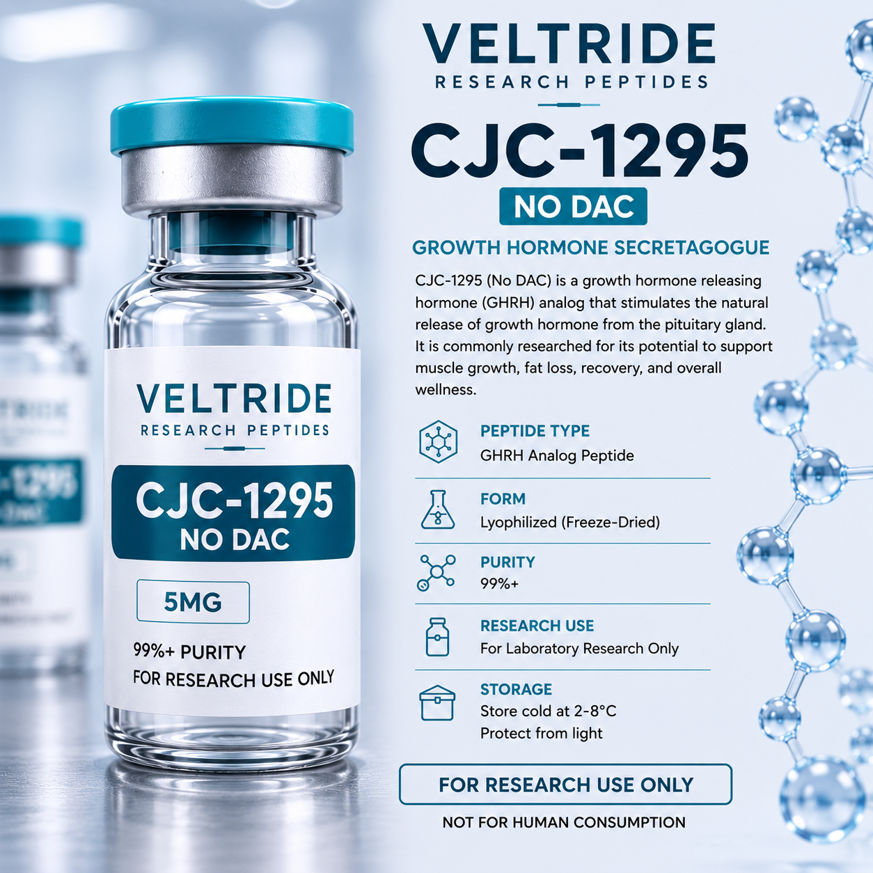 CJC-1295 No DAC research compound vial